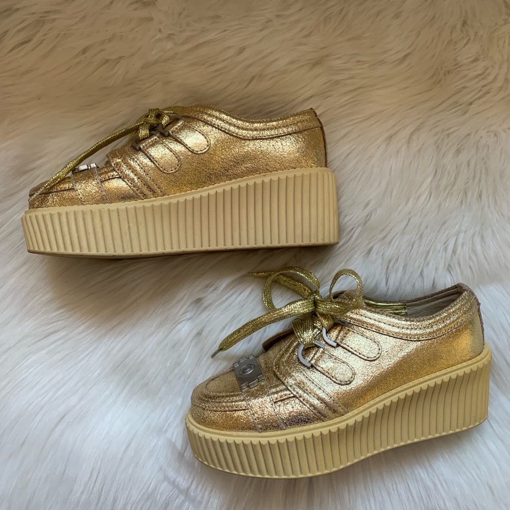 ⭕️Sold⭕️ CHANEL Gold Creepers Platform Sneakers - Picture 3 of 8